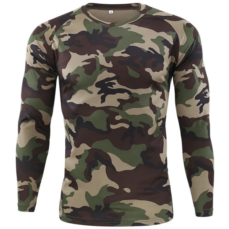 Outdoor Hunting T Shirts - メンズ長袖カモフラージュTシャツ,通気性,速乾性,アウトドアスポーツ,旅行,戦術トレーニング,ハンティングトップ