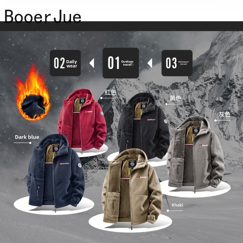 Hunting And Outdoor Shop - メンズアウトドアフード付きジャケット サイクリング キャンプ アウトドア ハイキング ファッション