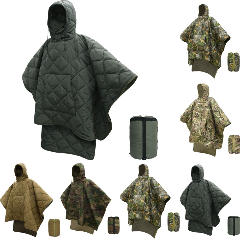 Outdoor Hunting Blanket - 迷彩ブランケット防水断熱ポンチョ冬用暖かいライナー屋外キャンプハイキング狩猟サバイバル緊急寝袋用