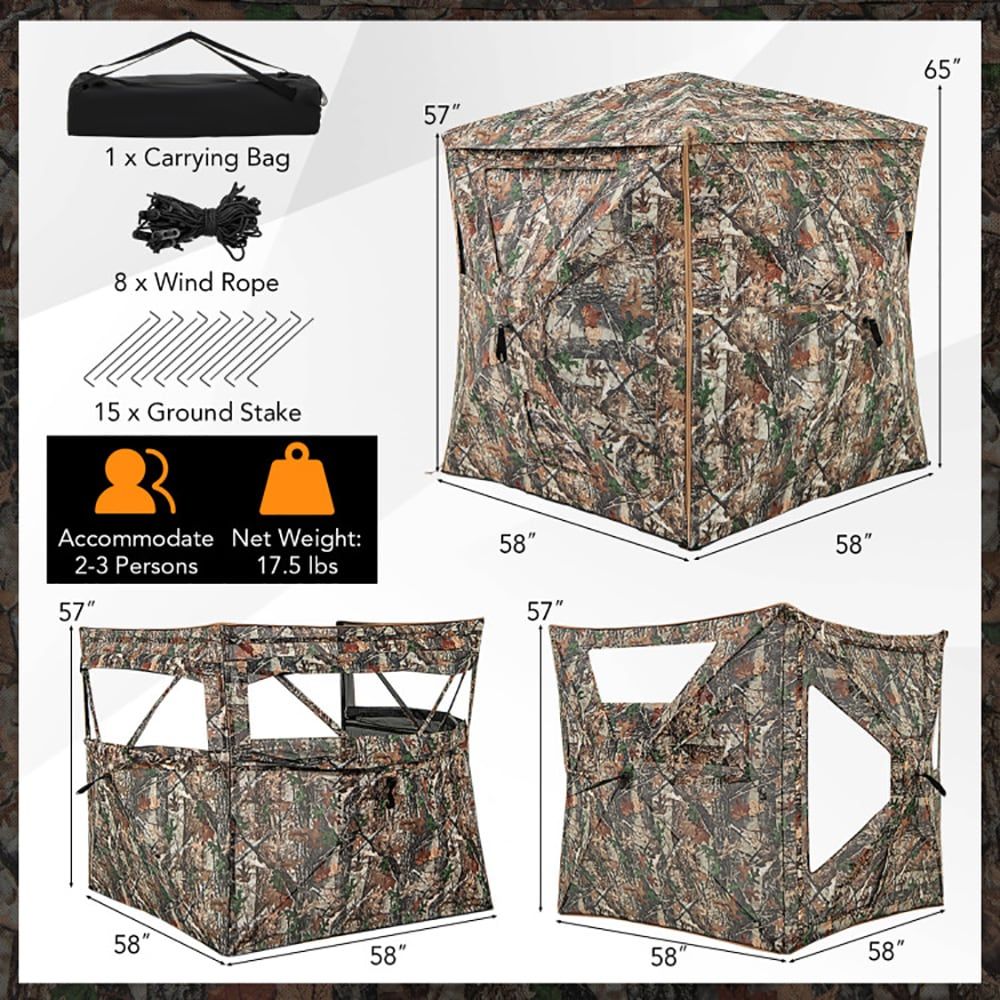 Hunting & Outdoor Supplies Vanderbijlpark Photos - 5-in-1着脱式ハンティングブラインド、天窓付き2～3人用、屋外迷彩シェルター、1個