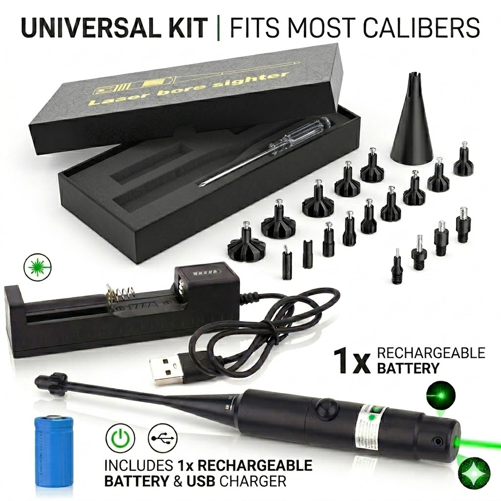 Laser Boresighter Kit - レーザーボアサイトキット。.177 .22～12GA口径レーザーコリメーターユニバーサルボアサイトナー18アダプター