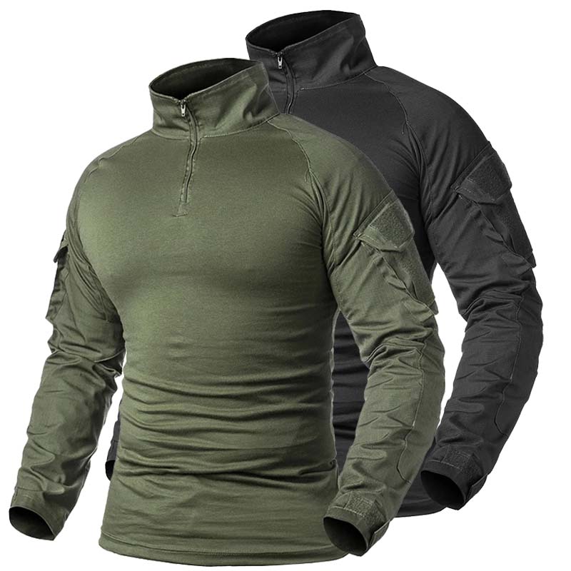 Outdoor Hunting T Shirts - 屋外の戦術的なシャツ男性のシャツ Softair 戦闘戦術的な服狩猟服制服迷彩エアガンキャンプシャツ
