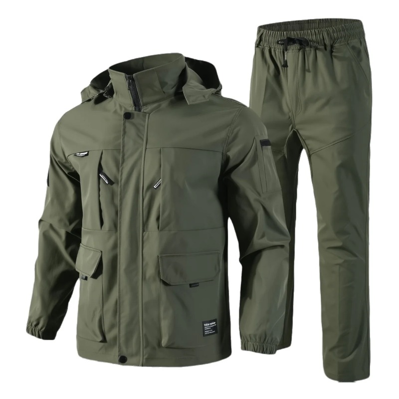 Hunting & Outdoor Supplies Vanderbijlpark Photos - メンズ防水タクティカルセット 春秋用 取り外し可能な帽子付き アウトドア ハイキング 作業服
