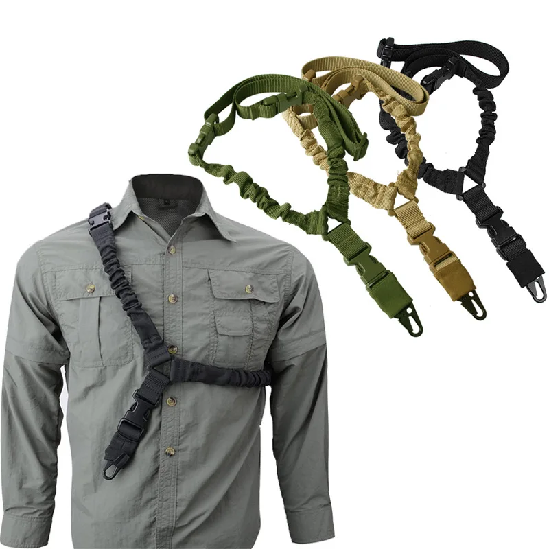 Rifle Sling Swivel - 1PC ショットガンベルト狩猟アクセサリーギアシングルポイントガンスリングショルダーストラップライフルロープベルト金属バックル