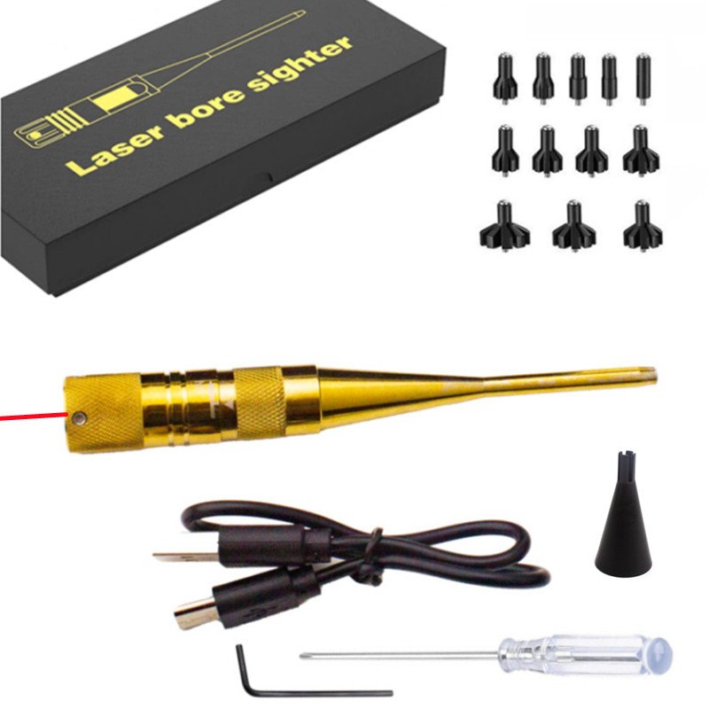 Laser Boresighter Kit - 戦術用レーザーボアサイトキット 赤/緑レーザーサイト 12個のアダプター付き .17～12GA口径対応