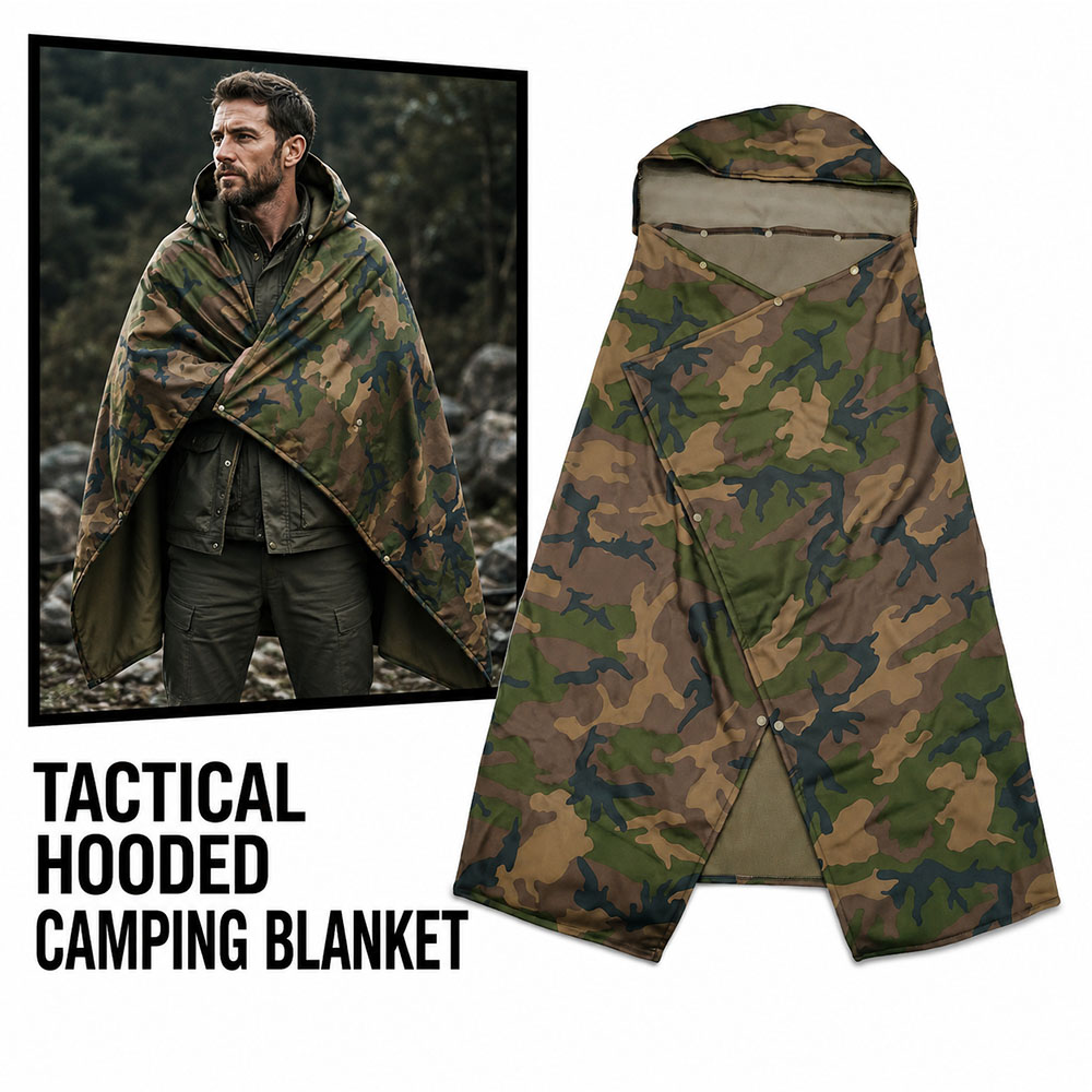 戦術的な迷彩フード付きウェアラブルフリースブランケット防風暖 - Outdoor Hunting Blanket のレビューと価格