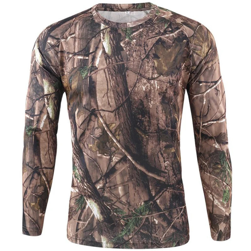 メンズ長袖カモフラージュTシャツ,通気性,速乾性,アウトドア - Outdoor Hunting T Shirts のレビューと価格