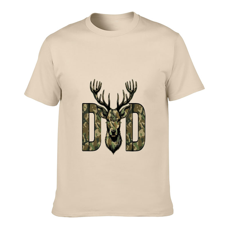 男性女性ユニセックス半袖Tシャツ迷彩柄鹿の頭DADレターハン - Hunting And Outdoor Shop のレビューと価格
