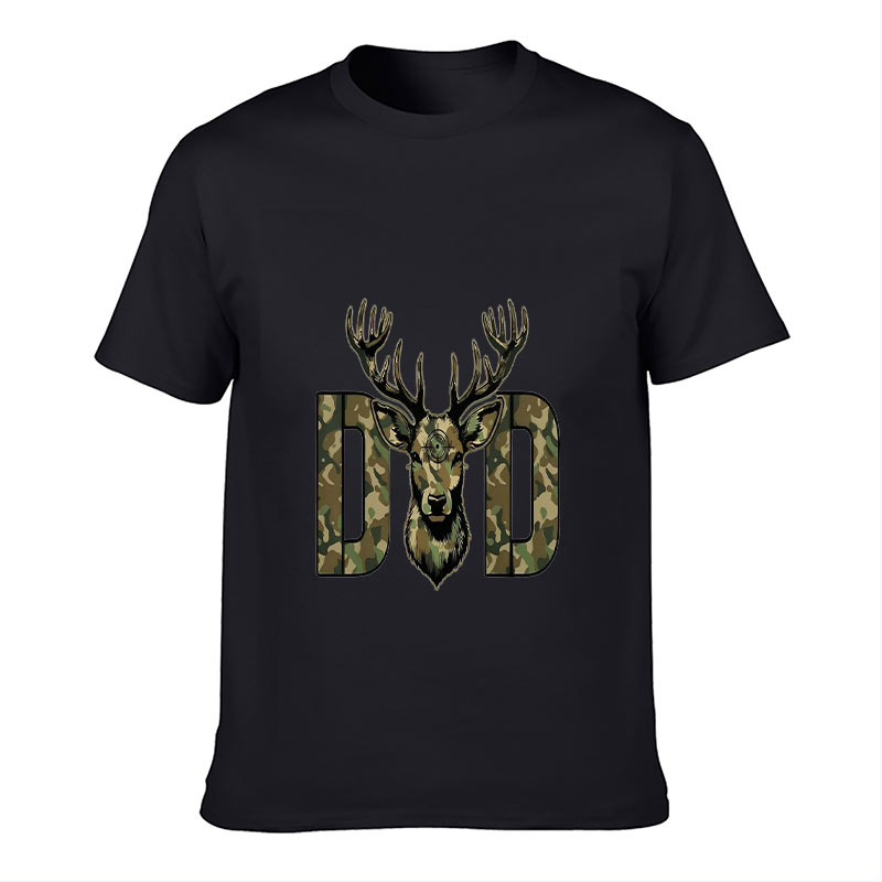 男性女性ユニセックス半袖Tシャツ迷彩柄鹿の頭DADレターハン - Hunting And Outdoor Shop のレビューと価格