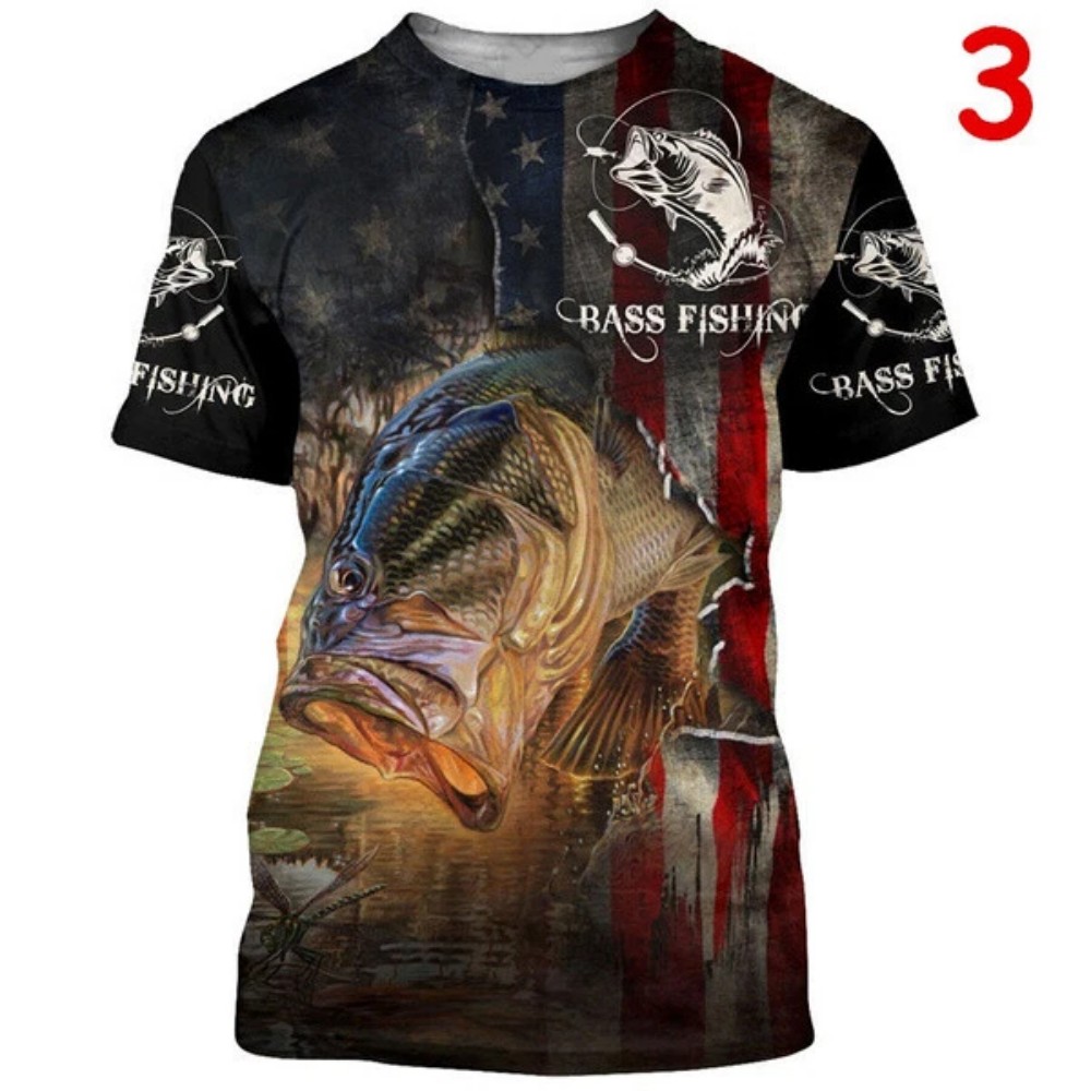 メンズ鯉柄Tシャツ – 動物/魚/狩猟用迷彩柄の半袖トップス - Outdoor Hunting T Shirts のレビューと価格