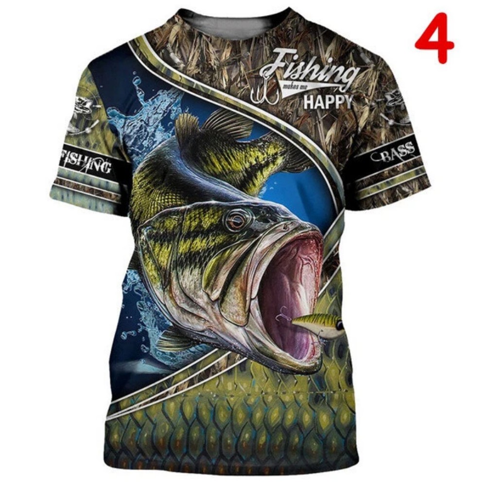 メンズ鯉柄Tシャツ – 動物/魚/狩猟用迷彩柄の半袖トップス - Outdoor Hunting T Shirts のレビューと価格