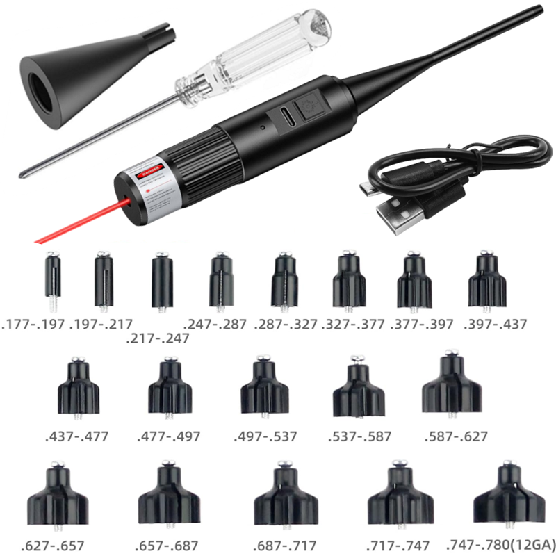 充電式 USB 充電レーザーボアサイターキット 18 アダプ - Laser Boresighter Kit のレビューと価格