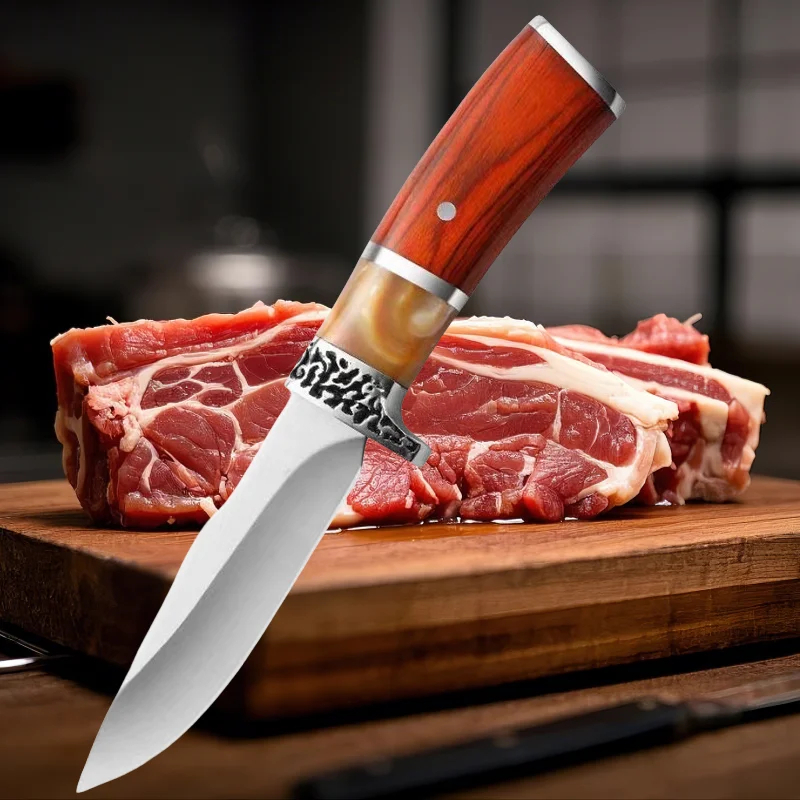 4インチ肉切り包丁狩猟用ナイフ高級色付き木製ハンドル骨抜きナ - Hunting Camp Outdoor Kitchen のレビューと価格