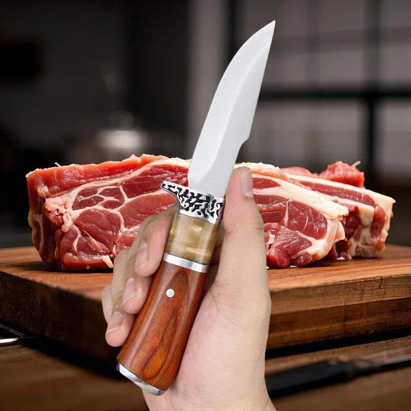 4インチ肉切り包丁狩猟用ナイフ高級色付き木製ハンドル骨抜きナ - Hunting Camp Outdoor Kitchen のレビューと価格