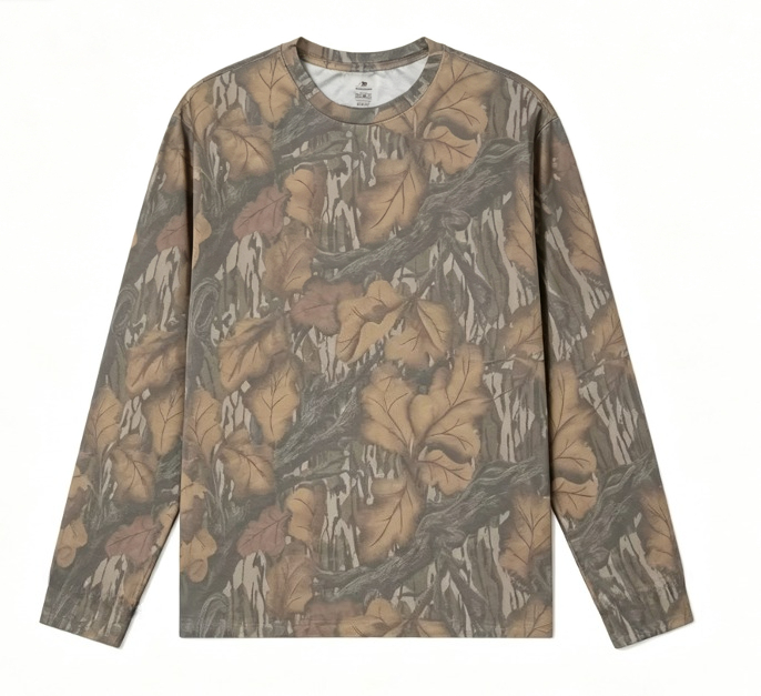 カモフラージュ柄長袖Tシャツ ツリーリーフ迷彩プリント クル - Outdoor Hunting T Shirts のレビューと価格