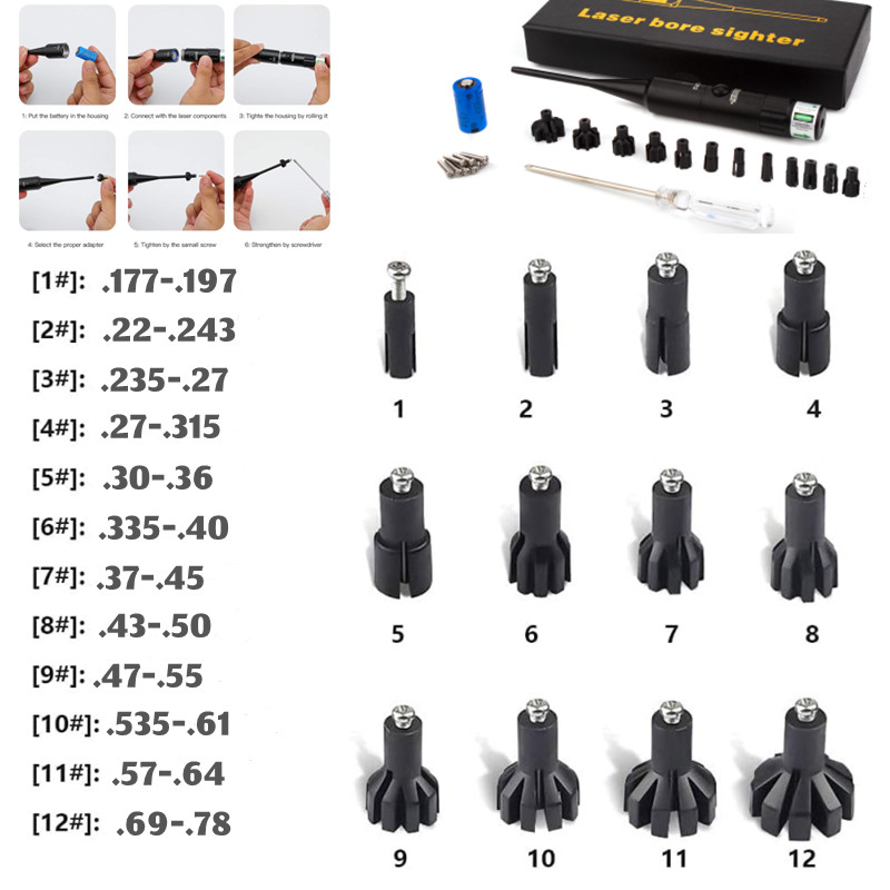 戦術用レーザーボアサイトキット グリーン/レッド .177～ - Laser Boresighter Kit のレビューと価格